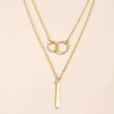 Retro Gold Double Circle Pendant Necklace
