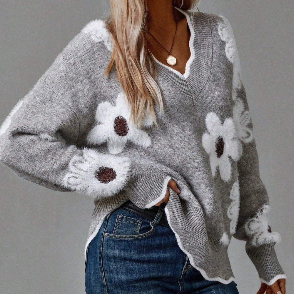 Livia – Soft Jumper with Floral Pattern