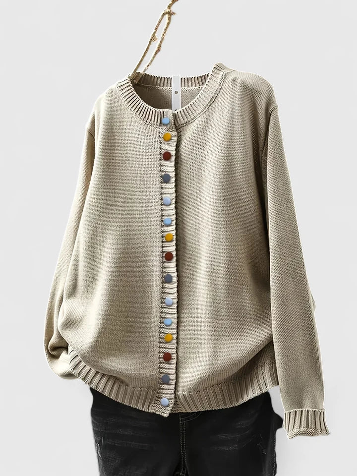 Flora – Knitted Jumper with Decorative Buttons
