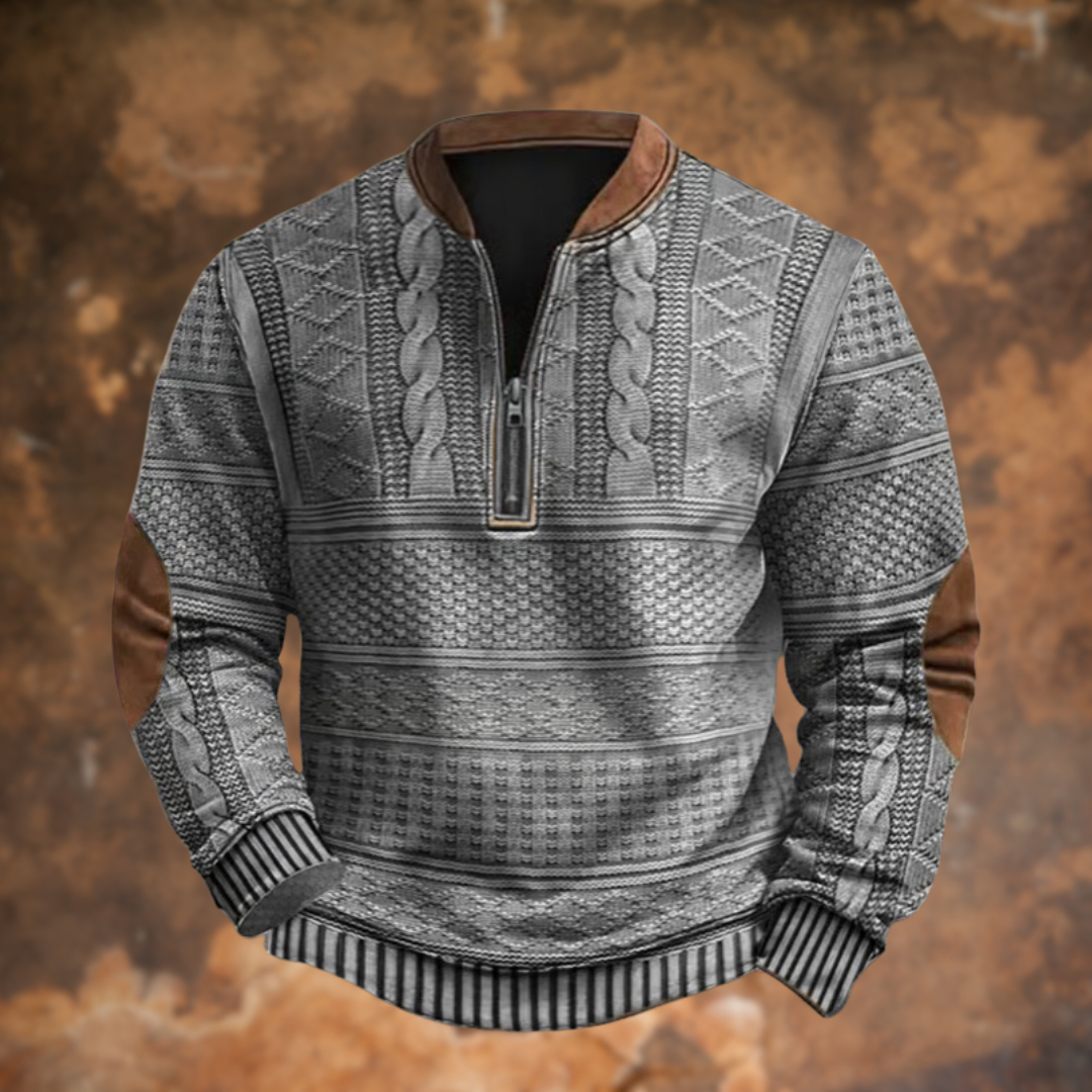 Elias – Textured Knit Half-Zip Sweater