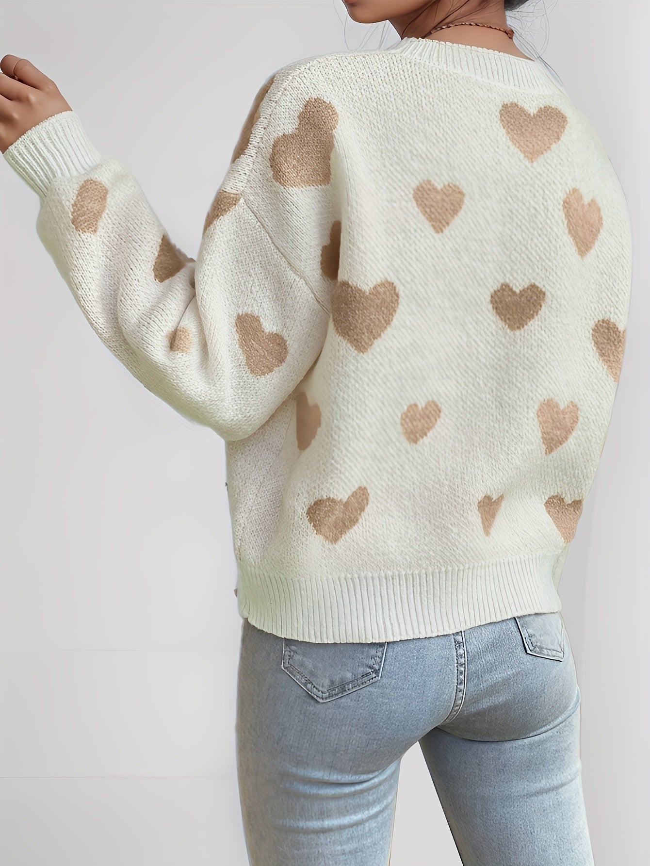 Luna – Heart Pattern Knit Sweater
