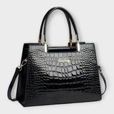 Lora. - Glossy Crocodile Pattern Handbag