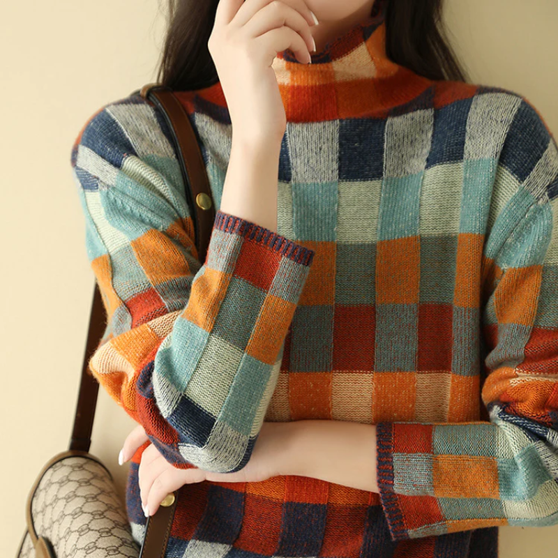 Clara – Checked Wool Blend Sweater