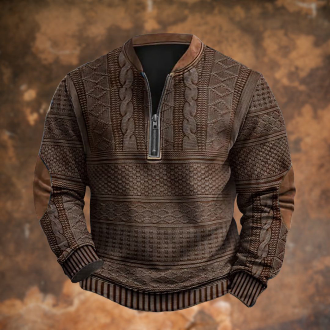Elias – Textured Knit Half-Zip Sweater