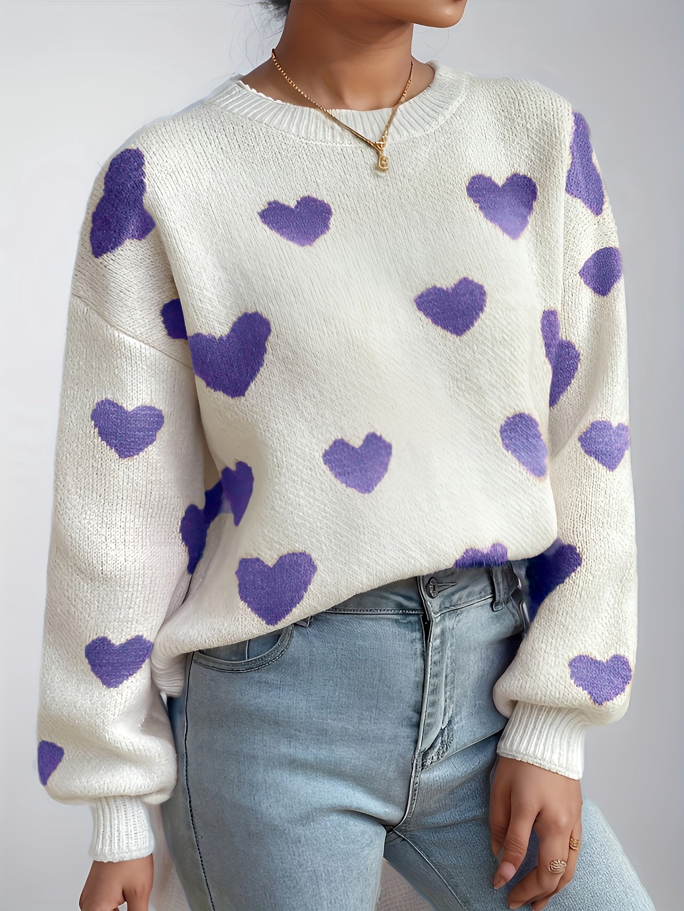 Luna – Heart Pattern Knit Sweater
