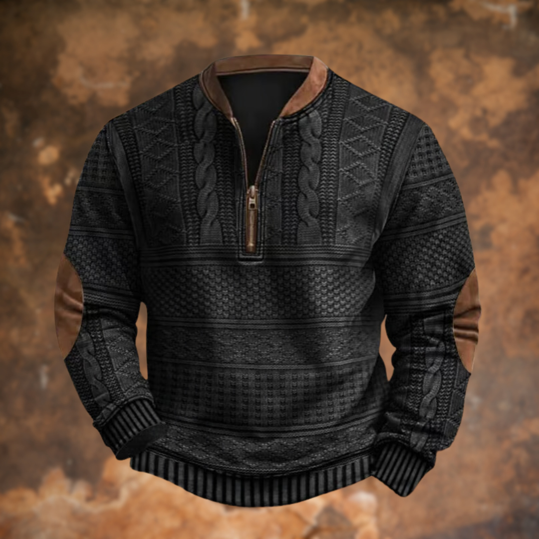 Elias – Textured Knit Half-Zip Sweater