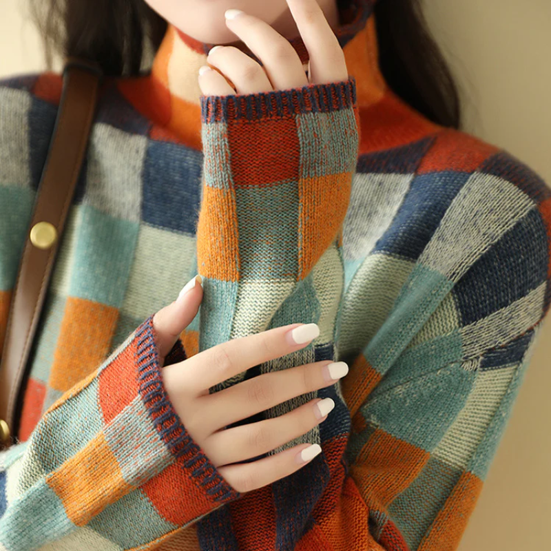 Clara – Checked Wool Blend Sweater