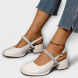 Celandra - Mary Janes with Glitter Straps and Block Heels