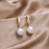 Elegant Earrings with Pearls and Zirconia