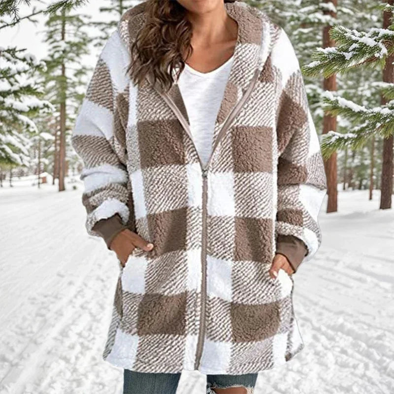 Lily – Soft fleece jacket with check pattern