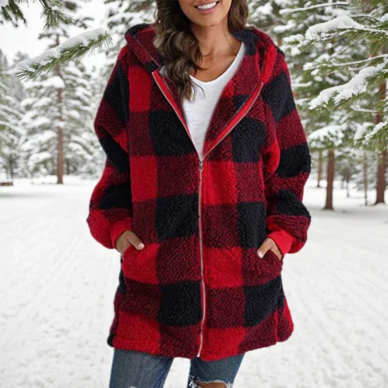 Lily – Soft fleece jacket with check pattern