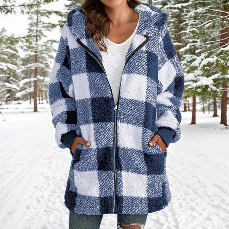 Lily – Soft fleece jacket with check pattern