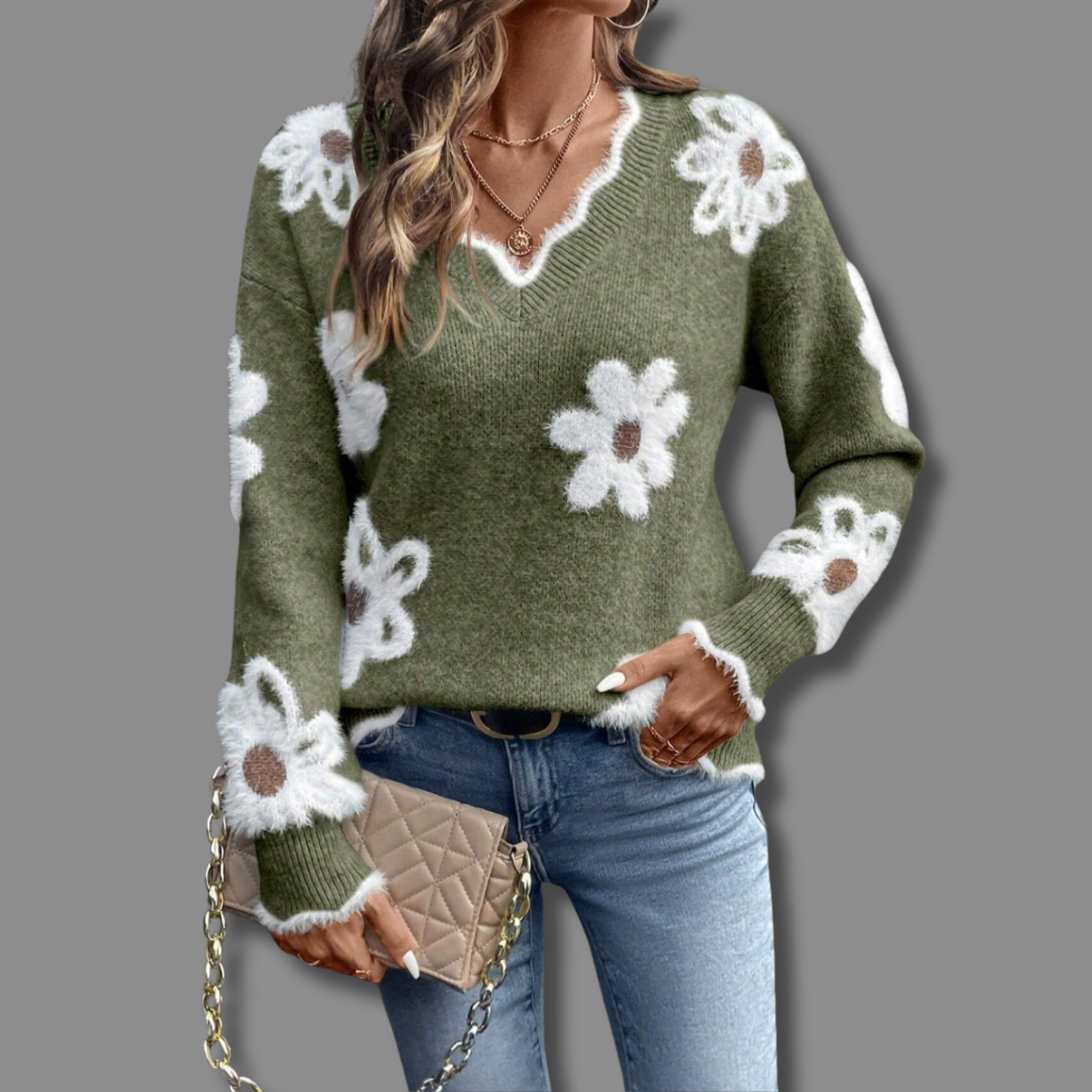 Livia – Soft Jumper with Floral Pattern
