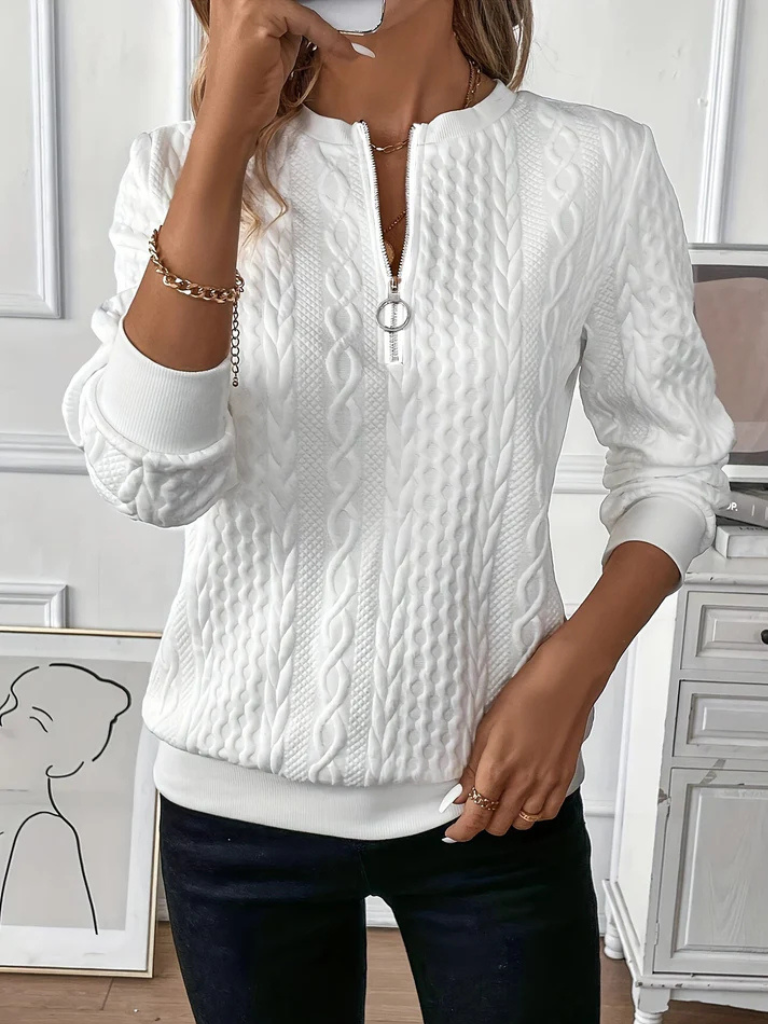 Claire – Cotton Blend Jumper with Zip Detail