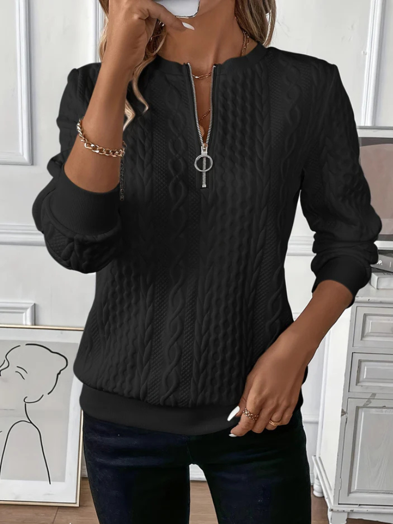 Claire – Cotton Blend Jumper with Zip Detail