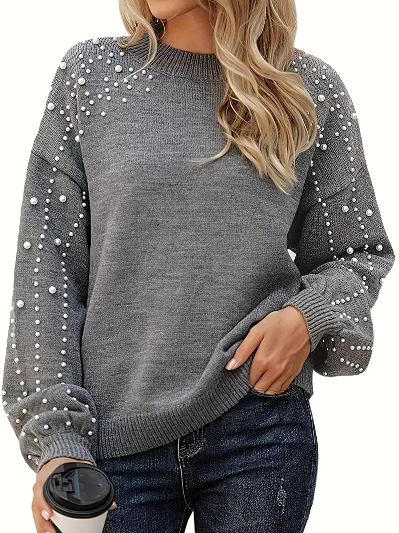 Lisa – Knitted Jumper with Pearl Detail