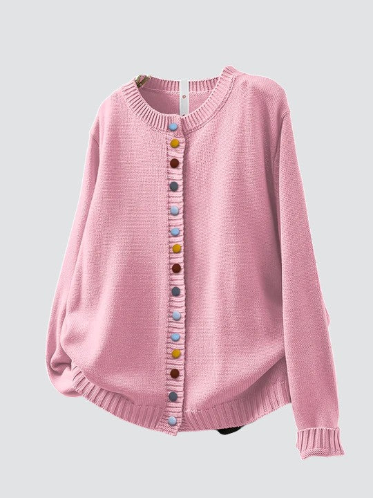 Flora – Knitted Jumper with Decorative Buttons
