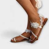 Boho - Comfortable Sandals with Flowers & Ankle Strap