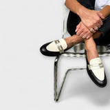 Xara – Black Loafers with Metallic Shine