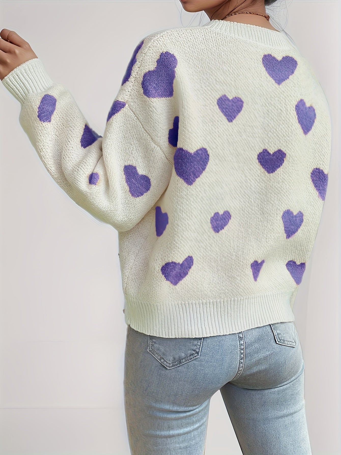Luna – Heart Pattern Knit Sweater