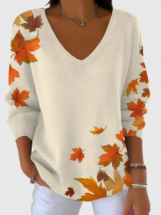 Sera – Sweater with autumn leafs