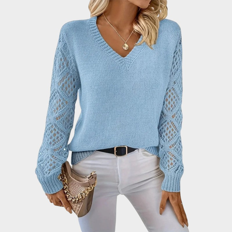 Elena – Knitted Jumper with V-Neck