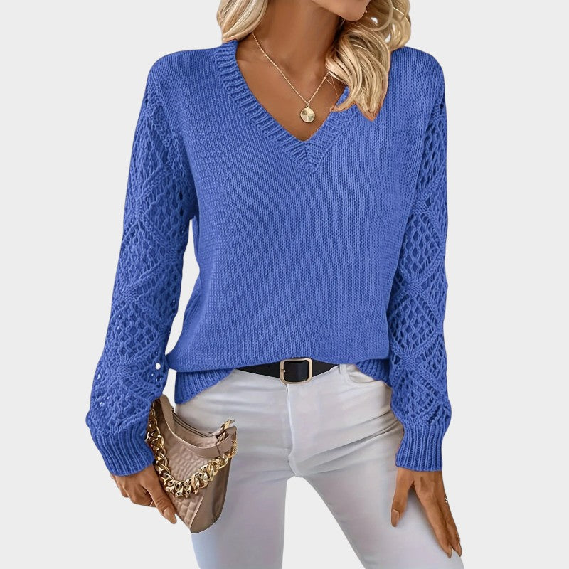 Elena – Knitted Jumper with V-Neck
