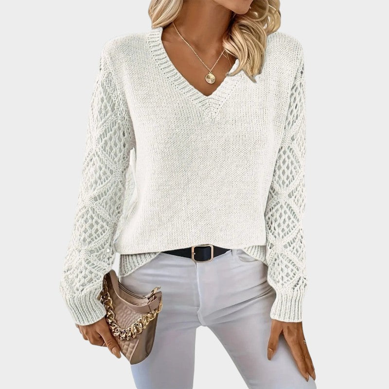 Elena – Knitted Jumper with V-Neck