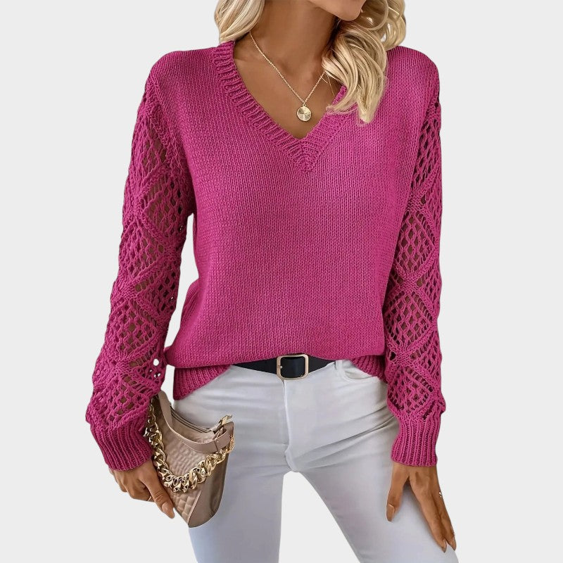Elena – Knitted Jumper with V-Neck