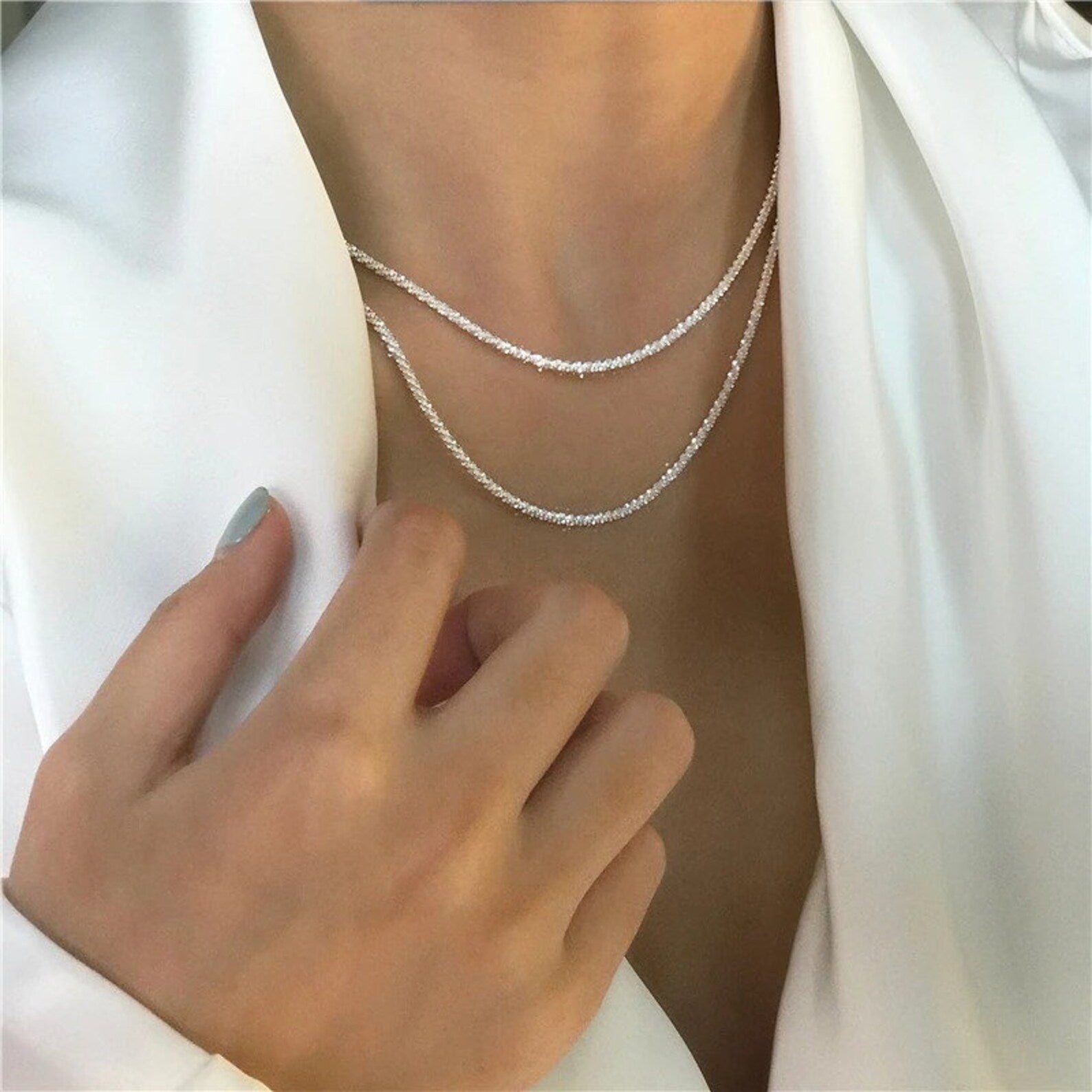 Starry Night Necklace Silver Set