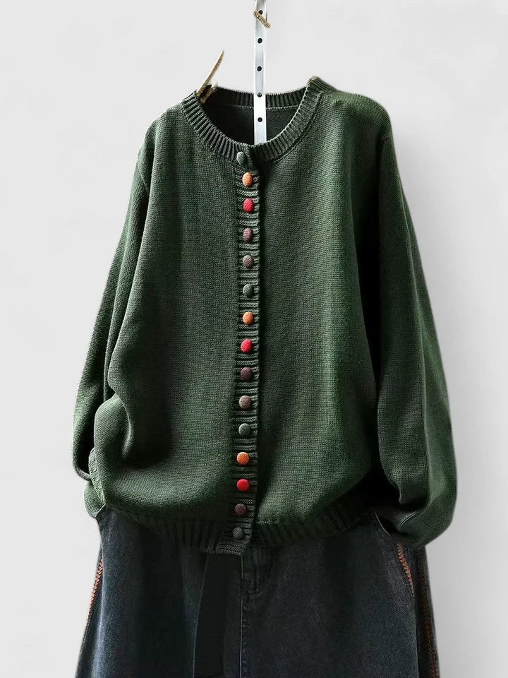 Flora – Knitted Jumper with Decorative Buttons