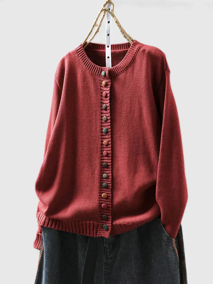 Flora – Knitted Jumper with Decorative Buttons