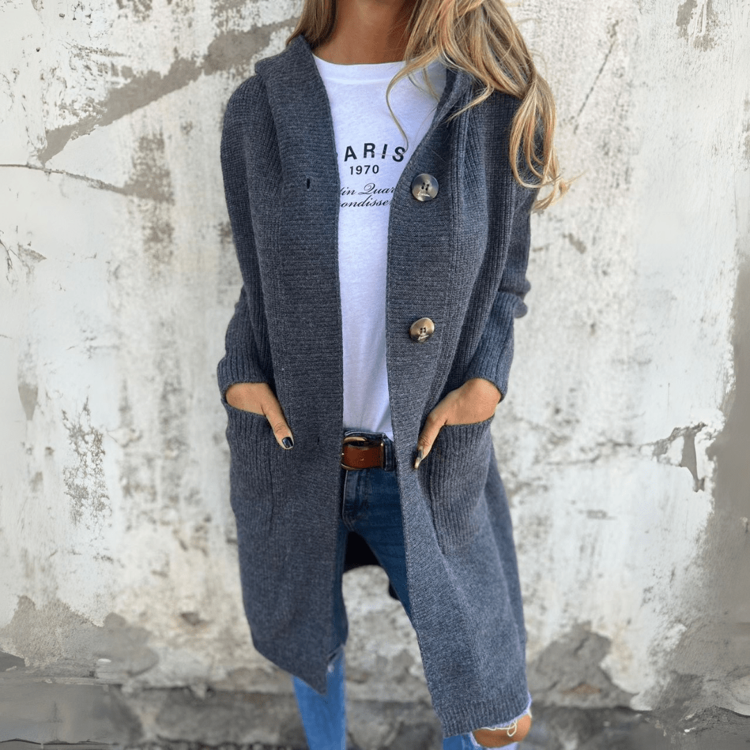 Lorene – Long button knit cardigan