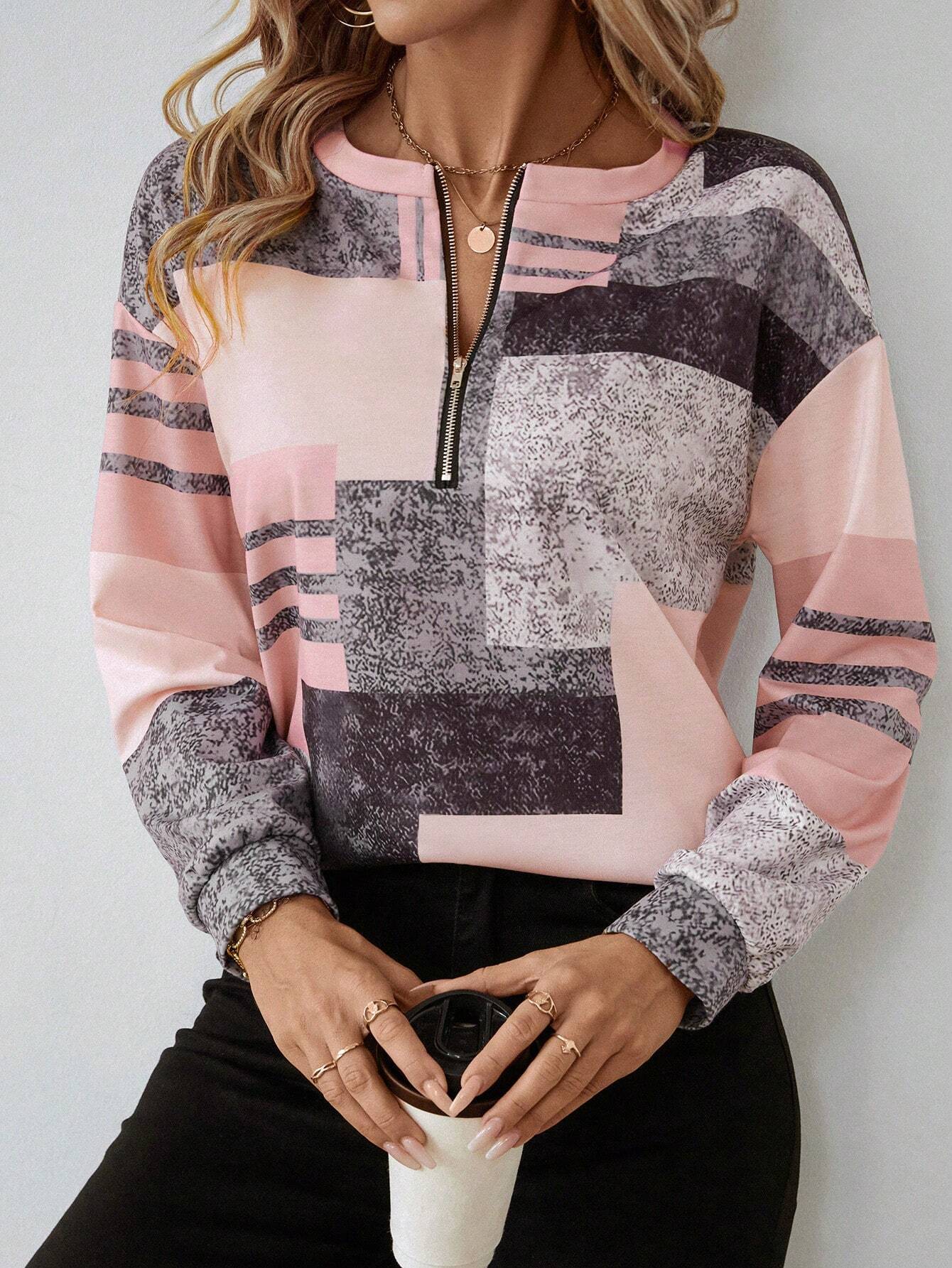 Mara – Jumper with Graphic Print and Zip Closure