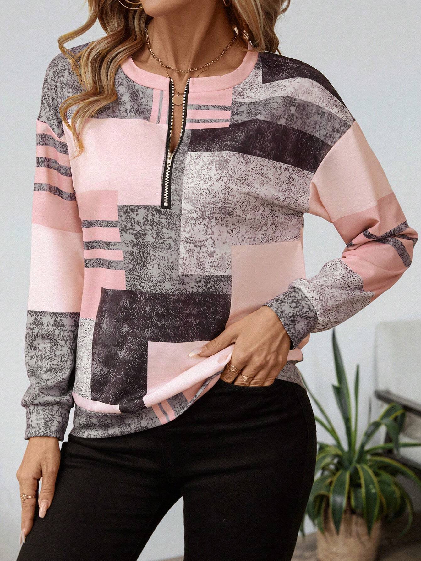 Mara – Jumper with Graphic Print and Zip Closure