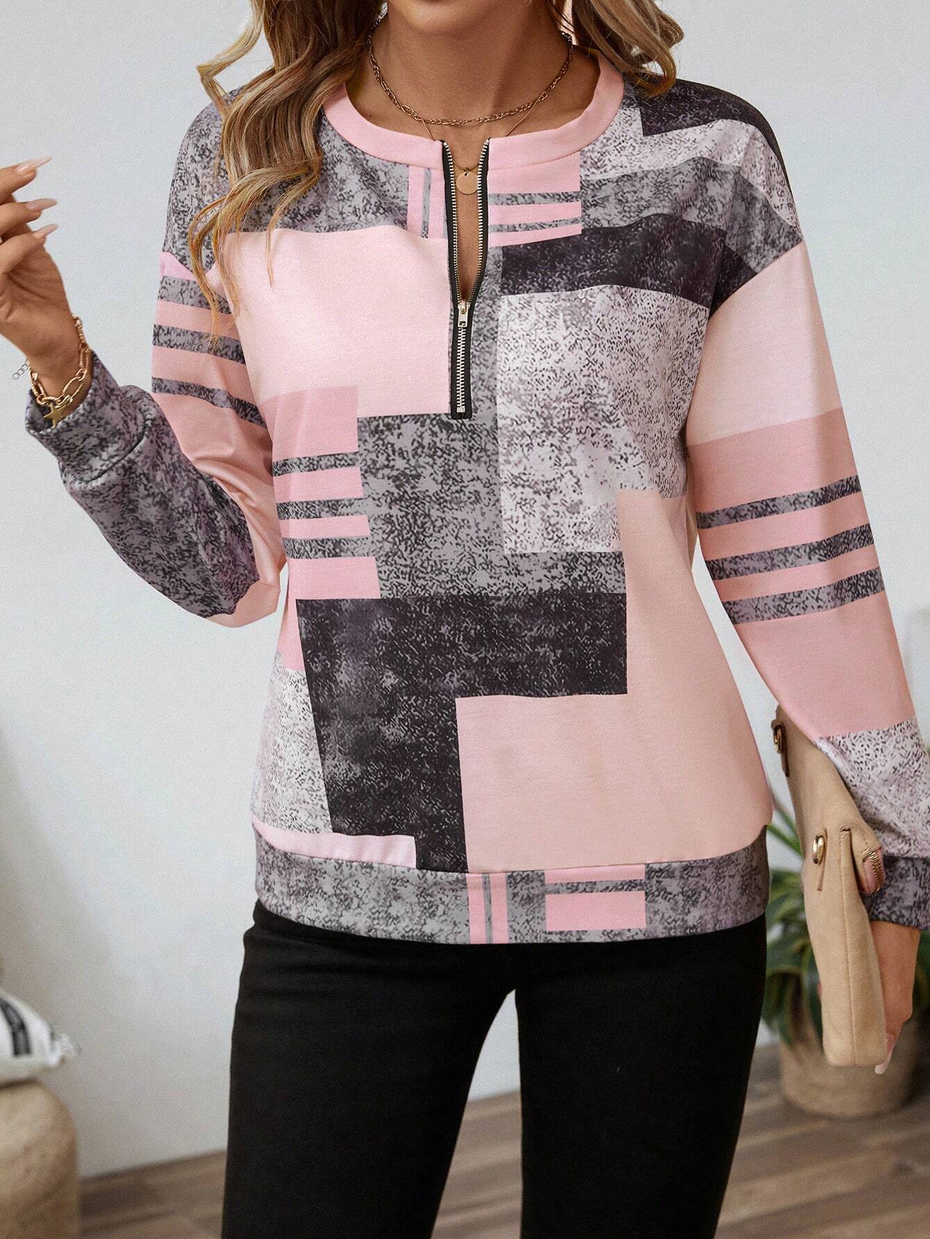 Mara – Jumper with Graphic Print and Zip Closure