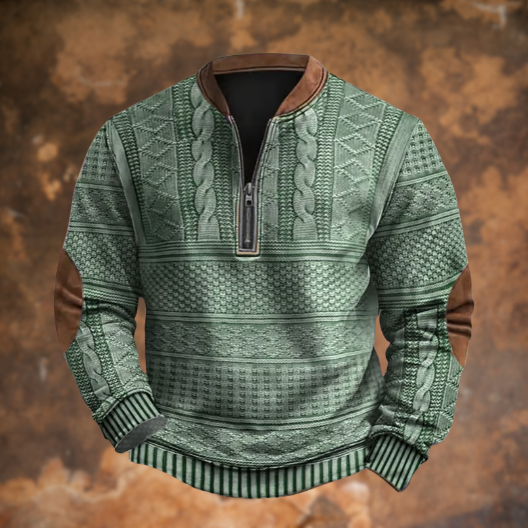 Elias – Textured Knit Half-Zip Sweater