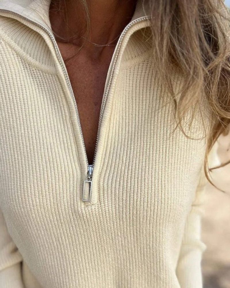 Violet – Knitted Jumper with Half Zip