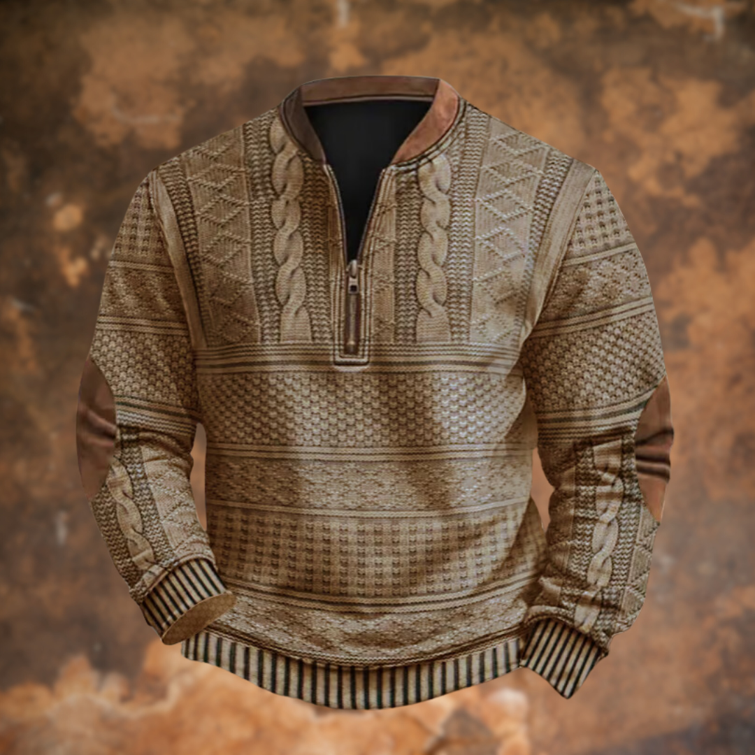 Elias – Textured Knit Half-Zip Sweater