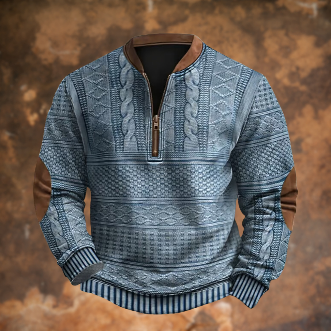 Elias – Textured Knit Half-Zip Sweater
