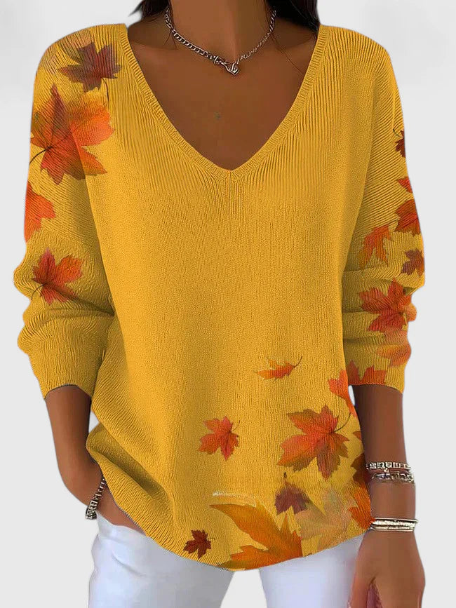 Sera – Sweater with autumn leafs