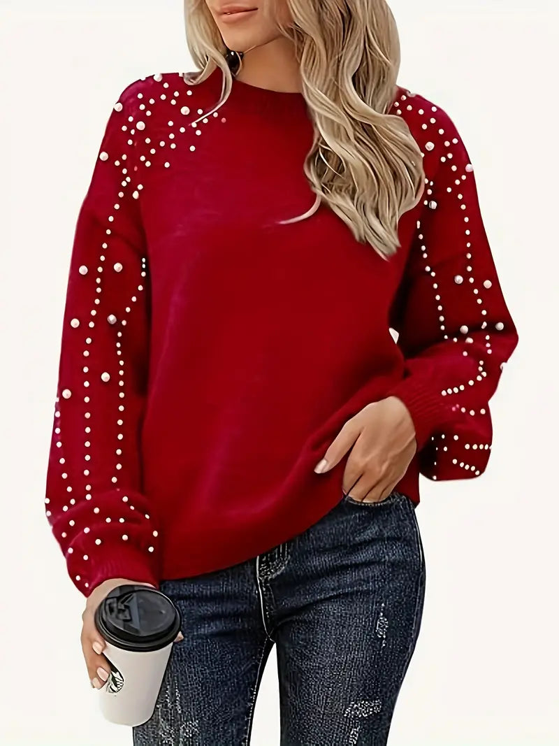 Lisa – Knitted Jumper with Pearl Detail