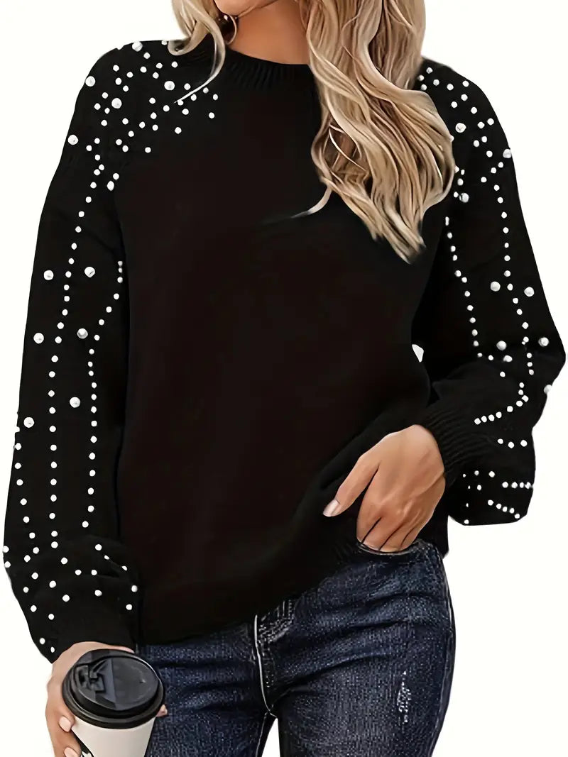 Lisa – Knitted Jumper with Pearl Detail