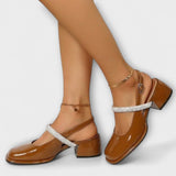 Celandra - Mary Janes with Glitter Straps and Block Heels