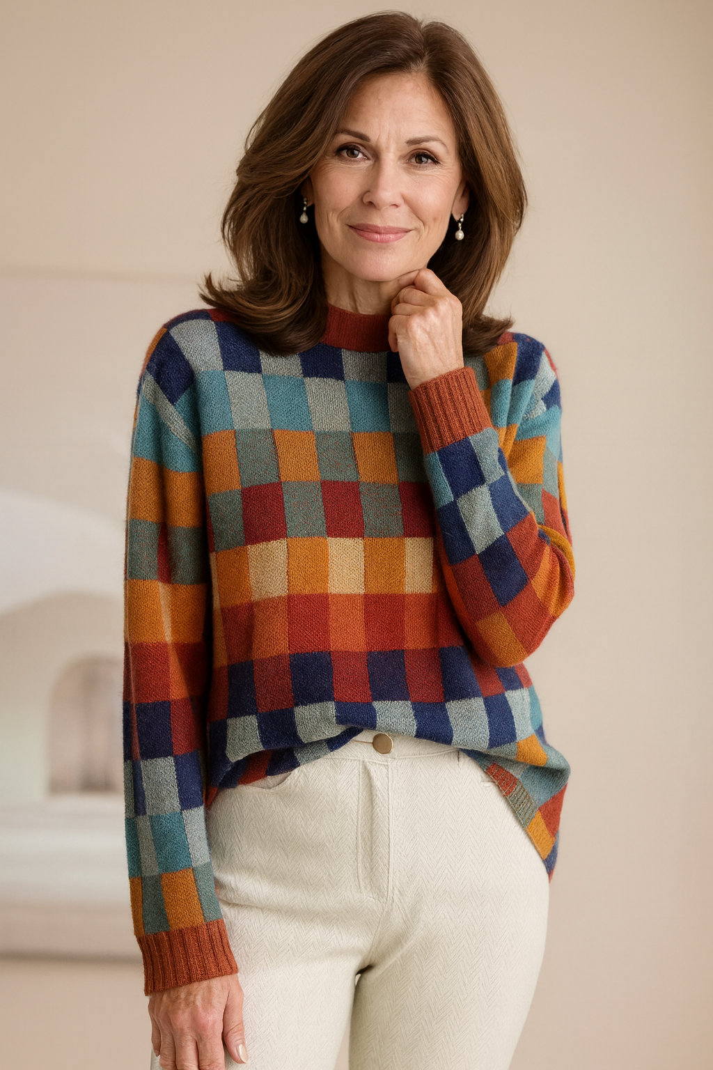 Clara – Checked Wool Blend Sweater