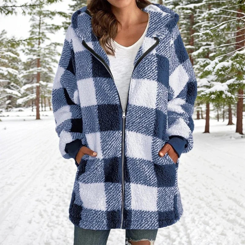 Lily – Soft fleece jacket with check pattern