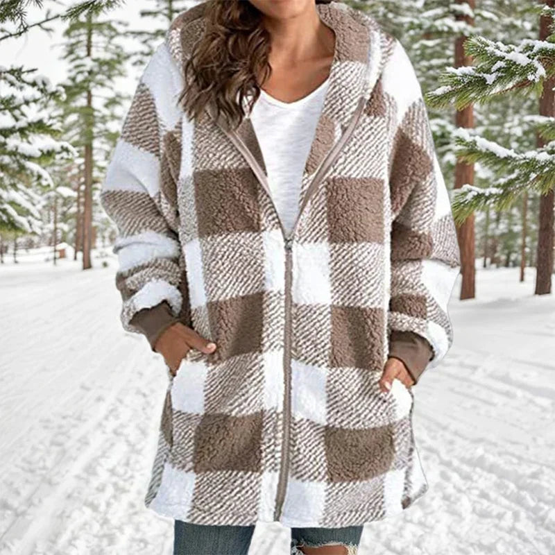 Lily – Soft fleece jacket with check pattern