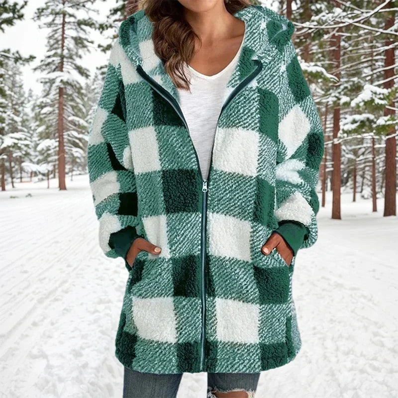 Lily – Soft fleece jacket with check pattern