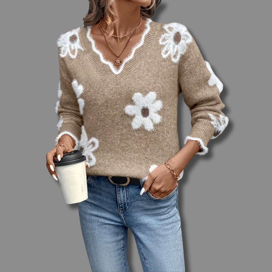 Livia – Soft Jumper with Floral Pattern