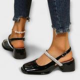 Celandra - Mary Janes with Glitter Straps and Block Heels